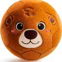 Silent Indoor Soccer Balls for Toddlers 1-3, Inflatable Soft Plush Baby Toddler Soccer Ball Toys Gifts for 1 2 3 4 5 Year Old Boy Girl First Birthday Gift (Bear, Pump Include)