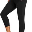 NEW YOUNG Capri Leggings with Pockets for Women High Waisted Workout Leggings Tummy Control Yoga Pants L/XL