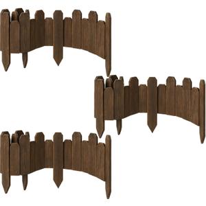 Wood Garden Edging, Staggered Wooden Edging Border Decorative Small Picket Panels for Flower Bed Barriers and Landscape Fencing