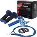 JFG RACING Motorcycle Throttle Assembly,7/8" 22mm Twist Throttle Grips With Rotating Shaft Throttle Cable CNC Universal For CRF50 KLX SSR TTR 110 125 150 200 250cc Dirt Pit Bike ATV Mini Bike Blue (Gear Style)