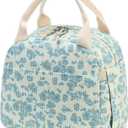 Bluboon Lunch Bag for Women Men Cute Corduroy Lunch Tote Bags Reusable Insulated Lunch Box Large Capacity Reusable Insulated Cooler for Work Picnic or Travel (Medium (10L), Corduroy Blue Flower 202)