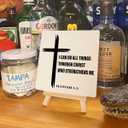 Christian Decor Wooden Sign, Christian Baptism Gifts for Women Men, Faith Religious Scripture Decor, God Decorations for Home Office Bedroom, Bible Verse Desk Decoration, Philippians 4:13