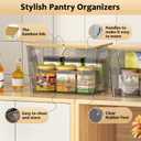 Delamu 2 Set Pantry Organizers and Storage,Trash Bag Dispenser with Bamboo Top,Stackable Trash Bag Dispenser Under Sink Organizer for 4-30 GalBags,Onion,Potato,Fruits,Gray(11.22" L*7" W*7.12" H)