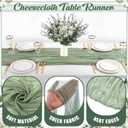 Gilprop Sage Green 132 Pcs Cheesecloth Table Runner with Artificial Greenery Stems Set 35 x 118 Inch Vintage Table Runners for Elegant Wedding Reception Bridal Baby Shower Party Home Decor