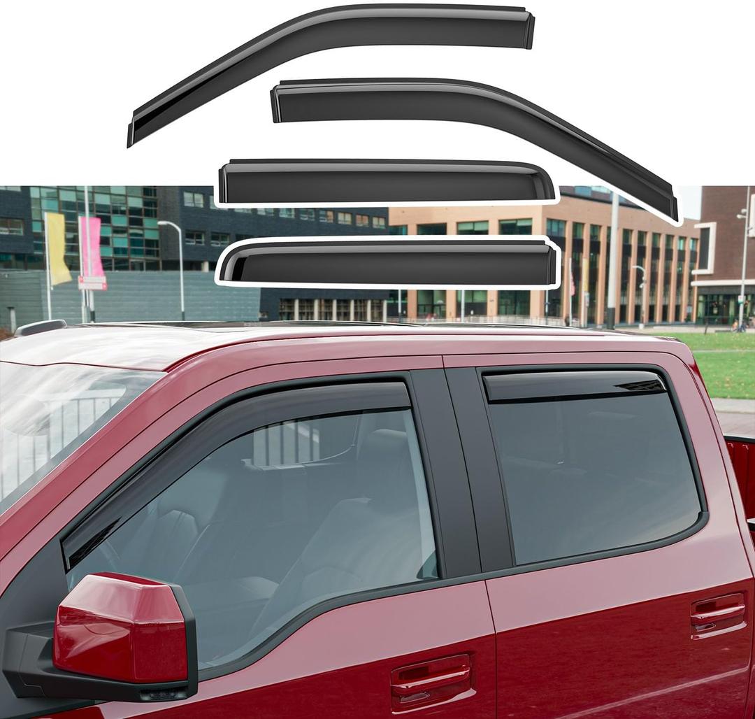 Xipoo Side Window Visor Deflector Compatible with 15-24 Ford F-150 SuperCrew 17-24 Raptor F250 F350 F450 F550 Crew Cab Replacement for 2015-2024 Ford F150 Accessories (Compatible with 15-24 F150)
