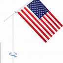 Hahafelt Portable Flag Pole Kit with 3'x5' American Flag-PVC Telescoping Flagpole for RV, Camping, Tailgate-Tire Mount & Ground Stake, Rotating Spinner Design(Slanted Design)