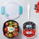 Small Salad Container for Lunch-35oz Divided Bento Box Lunch Box for Fresh Meals,Portable Salad Bowls To Go with 2-Compartment Tray Meal PrepLeak Proof Tritan Lid, Dishwasher & Microwave SafeNavy