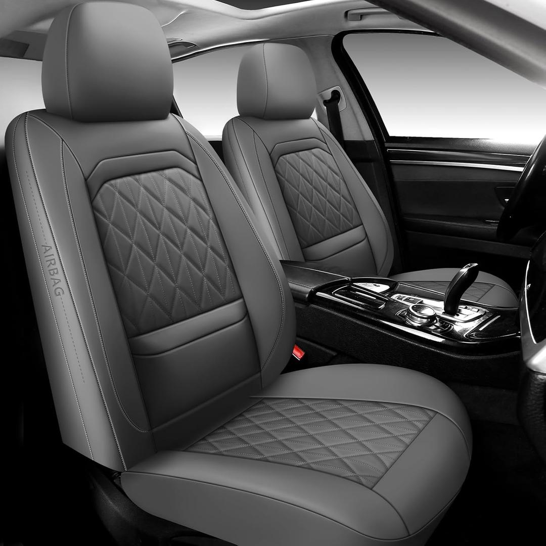 Car Seat Covers Full Set,Luxury Leather Seat Covers for Cars,Universal Waterproof Interior Seat Covers, Automotive Car Seat Cover for Most Vehicles,Truck,SUV Grey