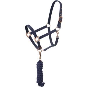 Tough1 Padded Horse Halter with Antique Hardware and Lead Rope