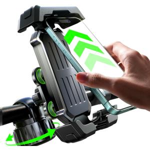 LISEN Bike Phone Holder Mount, [Military Grade Anti-Vibration ＆ Drop-Proof ＆ Anti-Navigation Shaking] Bicycle Phone Holder fit All Bike for All iPhone and Samsung and Android