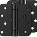 2 Pack Self Closing Door Hinges 4 Inch, Matte Black Spring Loaded Hinges with 5/8'' Radius Corners, Adjustable Tension for Garage, Front Door, for Left and Right Hand Door, UL Listed