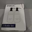 Emerson Glass Soap Dispenser Set - 16 Oz, 2-Pack with Pump and Labels for Kitchen and Bathroom (01  White / Bamboo Black)