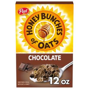 Honey Bunches of Oats Chocolate Breakfast Cereal, Made with Whole Grain, 12oz Box (EXP 12/07/25)