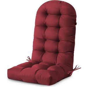 DANGHOOGY Outdoor/Indoor Adirondack Chair Cushion, Waterproof Outdoor Rocking Chair Cushion with Ties, Tufted Replacement Seat Cushions for Outdoor Furniture, Red