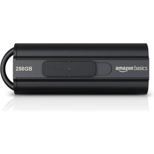 Amazon Basics 256 GB Ultra Fast USB 3.1 Flash Drive, High Capacity External Storage for Photos Videos, Retractable Design, 130MB/s Transfer Speed, Black