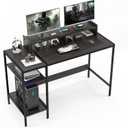 Gaming Desk/Computer DeskHome Office Desk with Monitor Stand, Writing Desk for 2 Monitors,desk Adjustable Storage Space, Firm and practical small deskModern Design Corner desk (Black, 47")