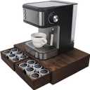 HTB K Cup Holder Compatible with K Cups,Coffee Pod Holder Holds Up 30 Cups,K Cup Organizer Storage Drawer (Wood-b)