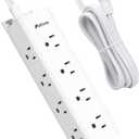 Surge Protector Power Strip - Widely Spaced Multi Outlets, Wall Mount, 3 Side Outlet Extender with Extension Cord, Flat Plug, Overload Protection, Home Office Dorm Room Essentials (5FT, White)