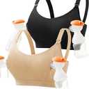 Pumping Bra Hands Free Zip Opening Seamless Nursing Bras for Breastfeeding High Support Nursing & Pumping Bra in One M