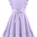 Arshiner Lilac Dress for Girls Butterfly Sleeves A-line for Easter Party Seaside Beach Birthday Sundress Size 12