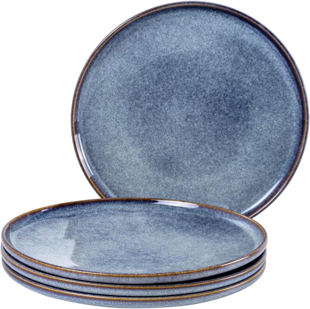UNICASA 11 Inch Ceramic Dinner Plates Set of 4 Large Blue Plates for Dinner, Salad, Dessert & Pasta, Durable Serving Dishes, Microwave & Dishwasher Safe