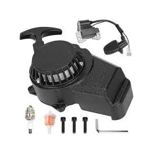 FVRITO Alloy Easy Pull Recoil Start Starter Ignition Coil for 2 Stroke Engine 47cc 49cc 50cc SYX Taotao Coolster SSR MotoTec Chinese Mini ATV Quad 4 Wheeler Go kart Pit Dirt Pocket Bike Motor Black