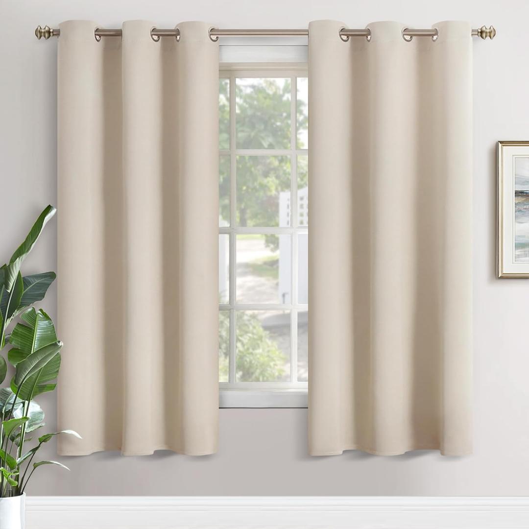 YoungsTex Blackout Curtains for Bedroom 72 Inches Length - Grommmet Room Darkening Curtains Thermal Insulated Window Drapes for Living Room, Champagne, 2 Panels, 42 x 72 Inch