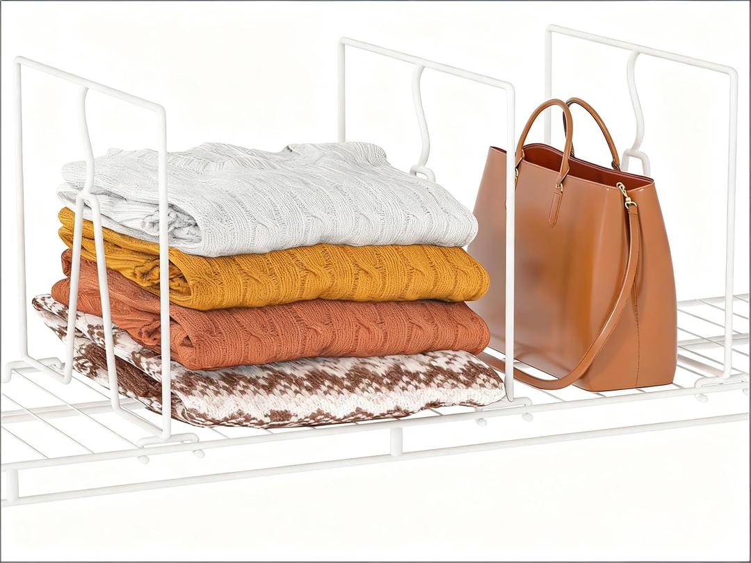 Wire Shelf Dividers for Closet: Tall 12 Pack 12-Inch Deep Adjustable Organizer for Shelves,Metal Rack Separator for Clothes, Purses & BagsNo Tool