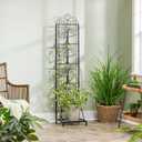 Evergreen Garden Tree of Life Metal Lattice Trellis with Plant Stand, Iron Trellis Lattice for Climbing Plants, Floor Plant Stand Indoor and Outdoor for Patio, Porch, Garden