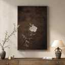 Framed Vintage Floral Vertical Wall Art, Moody Neutral Minimalist Botanical Canvas Artwork, Retro Rustic Brown Wabi Sabi Dark Flower Painting Prints for Living Room Bedroom Hallway Wall Decor, 24x36