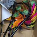 24" Large Wind Spinner Outdoor - Heavy Duty Multi Colored Flowers Wind Sculpture with Metal Stake, Three Flower Design Pinwheels for Yard and Garden Decor