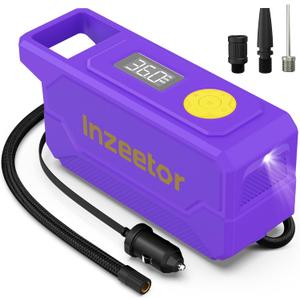 150 PSI Tire Inflator Portable Air Compressor, 12V DC Auto Shutoff Air Pump with Digital Pressure Gauge and Emergency LED Light for Car Tires, Bicycle & Balloons, Purple