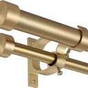 Double Blackout Curtain Rods 72 to 144 Inches (6-12 Feet),1-Inches Front and 5/8 Inches Back Adjustable End Cap Double Window Drapery Rod for Drapes and Curtains,Warm Gold