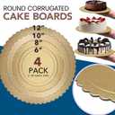 2 x 4 Pack Cake Boards Golden Round Cake Circles 6, 8, 10, 12 Inch Cake Base Cardboard, 1 of Each Size Set for Baking Cake, Gold