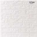 3D Brick Textured Pattern Wall Panels Wallpaper Self-Adhesive PE Foam Waterproof Modern Style for Living Room Bedroom Kitchen Wall Covering Background Decoration 12PCS=46.5SQ.FT(12PCS, White)