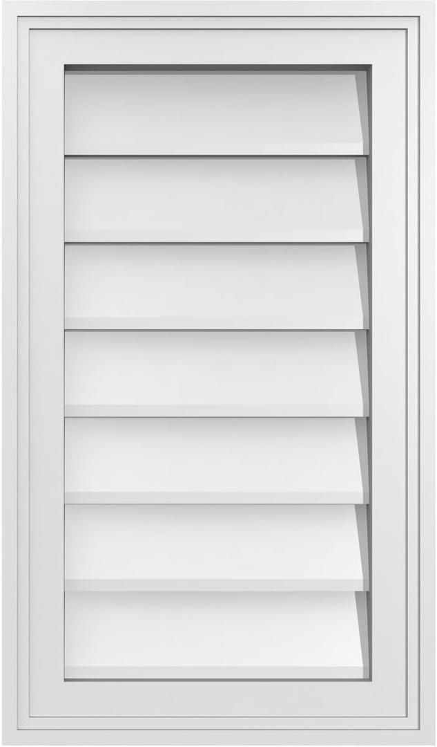 14"W x 24"H Rectangle Surface Mount PVC Gable Vent: Non-Functional, w/ 1-1/2" x 2" Brickmould Frame