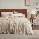Bedsure Gentlesoft 100% Cotton Blanket Twin XL Size for College Dorm - Cooling Breathable and Soft for Summer, Waffle Weave Twin Blanket for Bed, Dorm Room Essentials, Light Beige, 66x90 inches