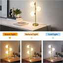 Mid Century Modern 3-Light Table Lamp, Gold LED Nightstand Lamp with White Glass Shades, Bedside Decor Lamp for Bedroom Living Room Office