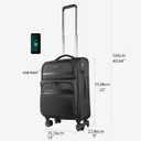 KROSER Softside Expandable Carry On Luggage with Front Business Pockets20 Inch Suitcases with Spinner Wheels & Built-in TSA Lock, Durable Suitcase Rolling Luggage with USB Port, Black