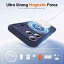 SKYLMW Compatible with iPhone 17 Pro Max Case with Magnetic Invisible Stand Compatible with Mag-safe Military Drop Tested Shockproof Silicone iPhone 17 Pro Max Phone Cases for Women Men 6.9"Dark Blue