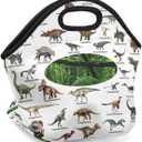 Kids Lunch Box for Boys Girls Insulated Neoprene Dinosaur Forest Children Lunch Bags Sturdy Soft Bag & Reusable Cooler Lunch Thermal Meal Tote Kit for School