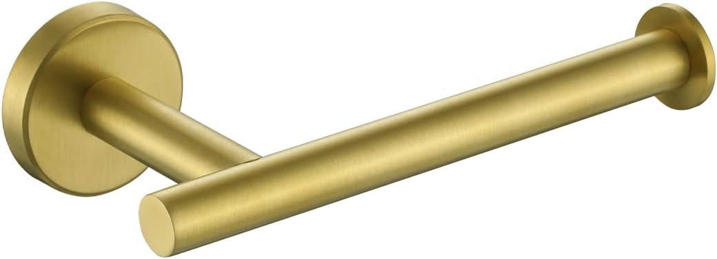 JQK Gold Toilet Paper Holder, 5 Inch Tissue Paper Dispenser, 304 Stainless Steel Thick 0.8mm Wall Mount, Brushed Brass, TPH120-BG (Knob)