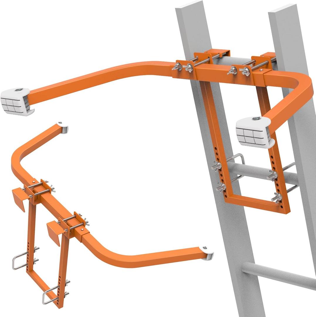 Ladder Stabilizer,Extended Ladder Stabilizer Accessory for Roof GutterWall,Ladder Stand-Off 450 lbs Heavy Duty Steel Wing Span/Wall Ladder Standoff with Non-Slip Rubber Bottom Pad (Orange)