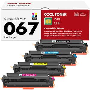 067 Toner Cartridge Set 067H MF654Cdw MF656Cdw Compatible for Canon Color ImageCLASS LBP632Cdw MF654Cdw MF653Cdw LBP633Cdw MF652Cdw MF650C Printer 4 Pack High Yield Ink (Black Cyan Yellow Magenta)