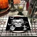 2 x 100Pcs Halloween Paper Napkin Skull Rose Crow Disposable Luncheon Napkin Double-Sided White Black Dinner Napkin for Home Party Table Decor