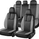 Coverado Car Seat Covers Full Set, Automotive Leather Seat Covers for Car，Universal Fit Front Back Seat Cover, Non-Slip Waterproof Breathable Car Seat Protector
