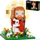 Jesus Building Set with Light - Jesus, Light-Up Cross, Sheep, Flower Clusters - Inspirational Christian Blocks Compatible with Lego, Easter Christian Birthday Gift for Kids Adults (324PCS)