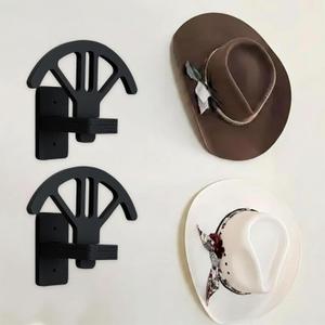 2 Pack Adjustable Cowboy Hat Rack Holder, Wooden Cowboy Hat Wall Mount Stand for Wall Can Keeps Original Shape of Hat, 4-Speed Adjustable Western Hat Display for Fedoras Hat Cowboy Hat Sun Hats