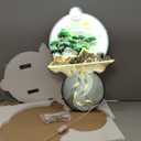 3D Wall Art LED, Wall Sculptures Hanging Art with Led Light, 3D Sculpture Painting Decoration, Chinese Wall Hanging Paintings for Home Entrance Hallway Bedroom, Gold 