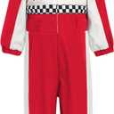 IBTOM CASTLE Toddler Boys Girls 2nd Birthday Outfits - Kids Race Car Driver Clothes Long Sleeve Romper Racer Jumpsuit Racing Suit Cake Smash Role Play Dress Up Party Supplies Red Two 18-24 Months